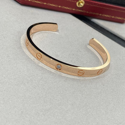 [vivabelle]LOVE BRACELET 6.1MM 1 DIAMOND OPEN CUFF