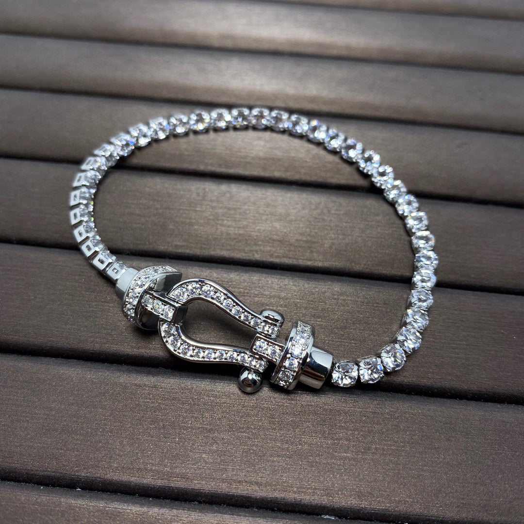 [vivabelle]FORCE  LARGE HORSESHOE FULL DIAMOND TENNIS BRACELET
