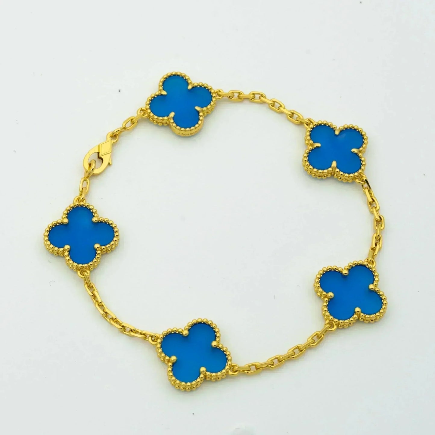 [vivabelle]CLOVER 5 MOTIFS BLUE AGATE BRACELET