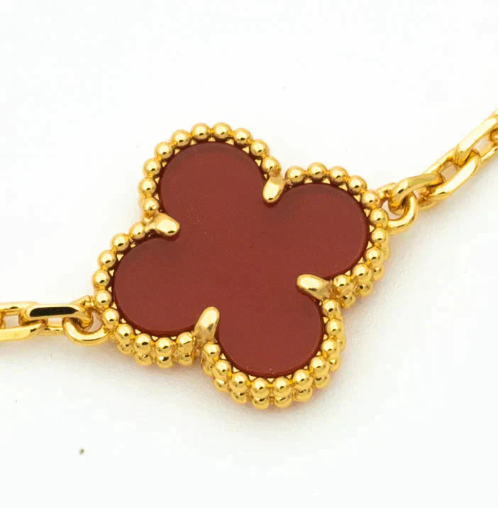 [vivabelle]CLOVER  5 MOTIFS CARNELIAN GOLD BRACELET