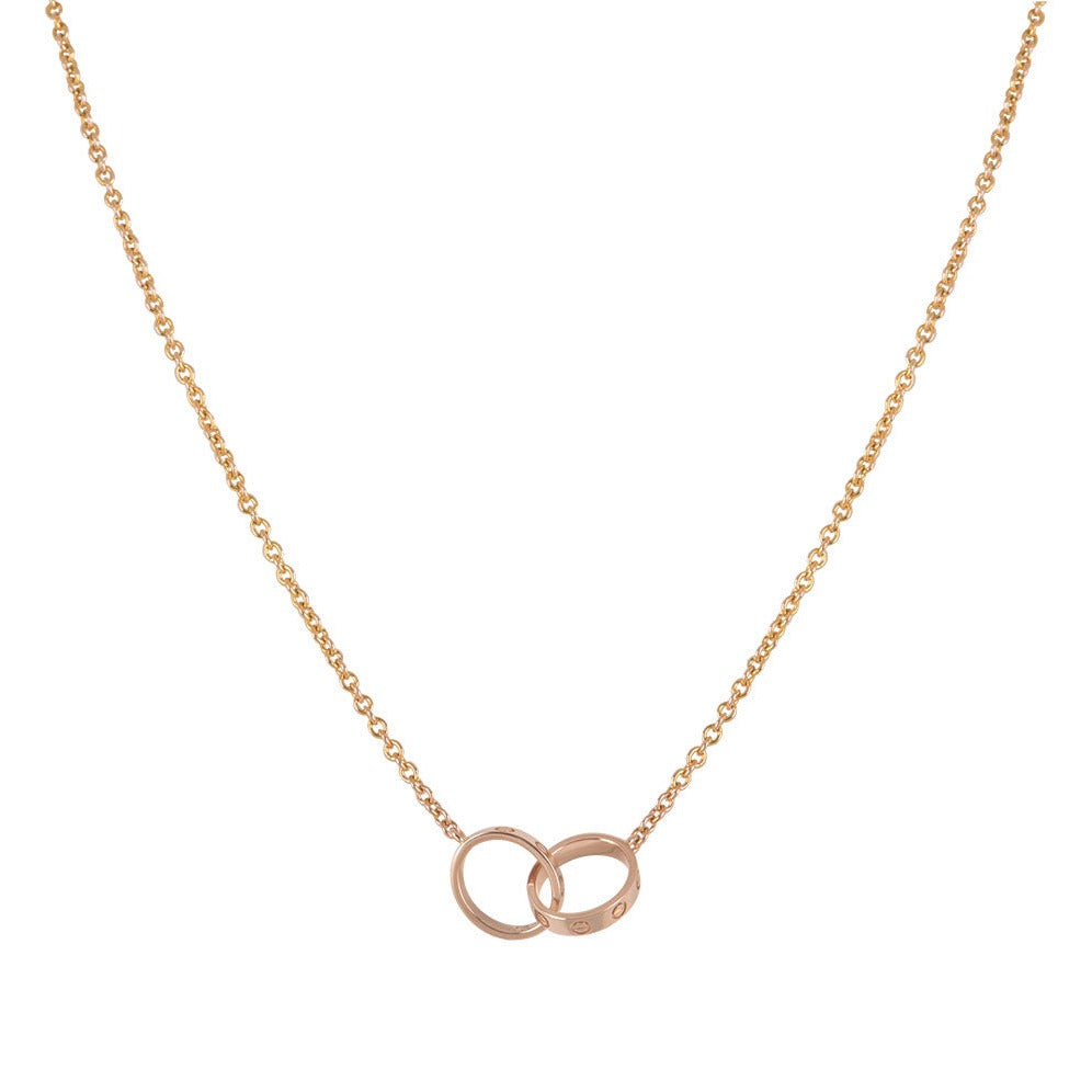 [vivabelle]LOVE NECKLACE DOUBLE RING PINK GOLD