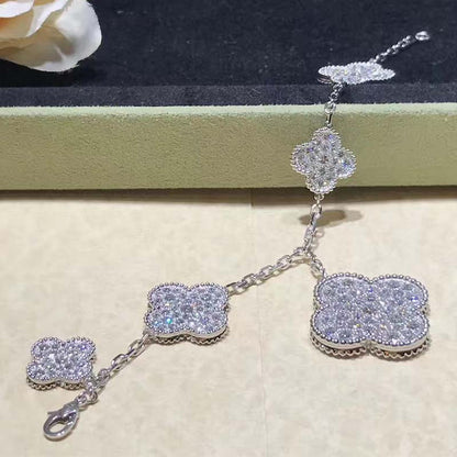 [vivabelle]CLOVER 6 MOTIFS SILVER DIAMOND BRACELET