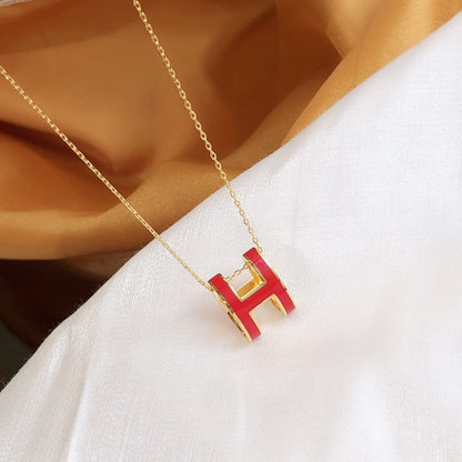 [vivabelle]HM CLIC RED ENAMEL GOLD NECKLACE