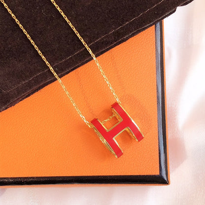 [vivabelle]HM CLIC RED ENAMEL GOLD NECKLACE