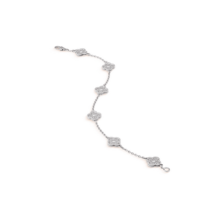 [vivabelle]CLOVER 6 MOTIF SILVER DIAMOND BRACELET