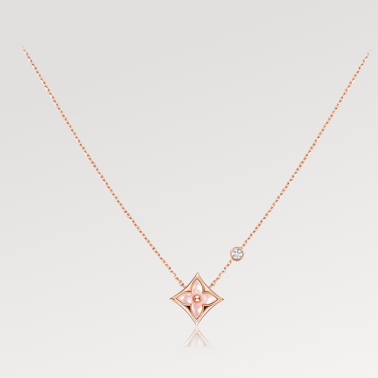 [vivabelle]STAR PINK MOP 1 DIAMOND PINK GOLD NECKLACE