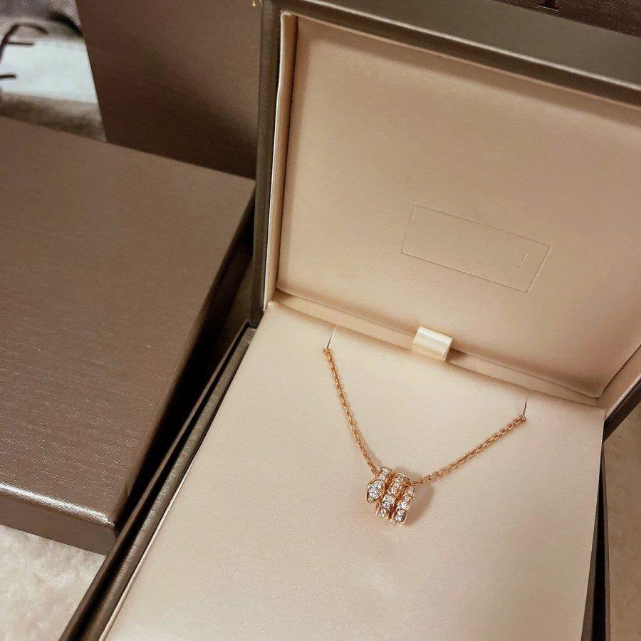 [vivabelle]SERPENTI PINK GOLD NECKLACE DOUBLE RING DIAMOND
