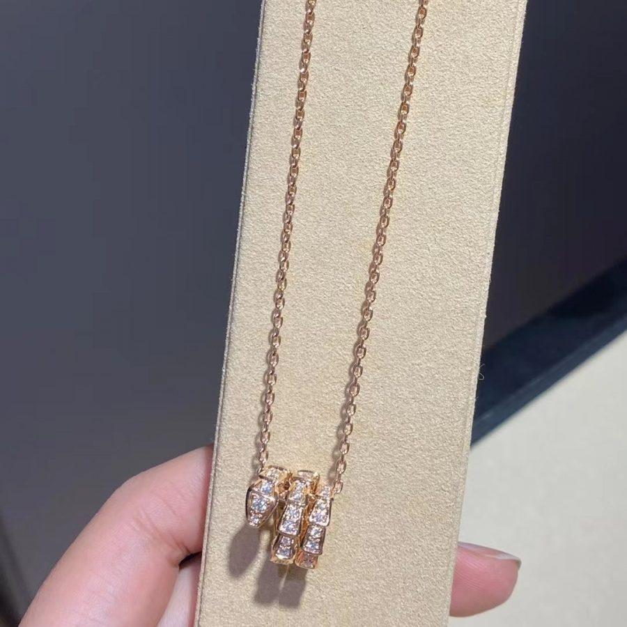 [vivabelle]SERPENTI PINK GOLD NECKLACE DOUBLE RING DIAMOND