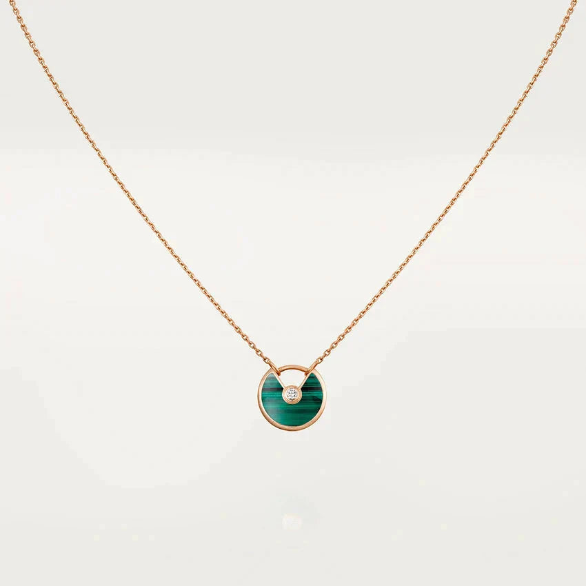 [vivabelle]AMULETTE ROSE GOLD MALACHITE NECKLACE