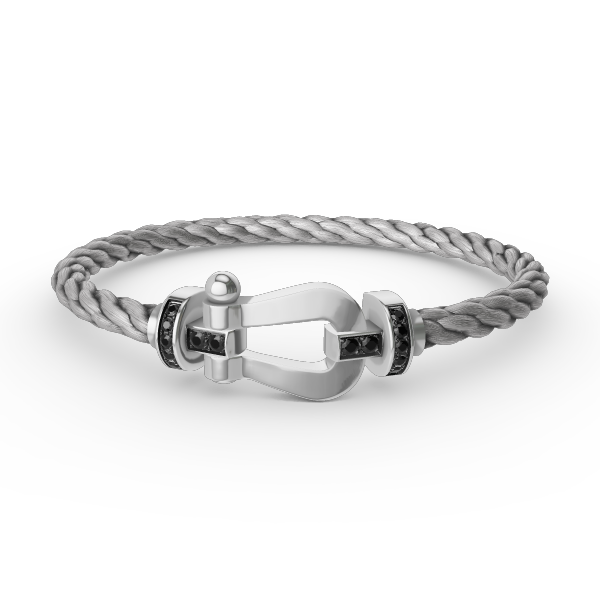 [vivabelle]FORCE LARGE HORSESHOE BLACK DIAMOND BRACELET SILVER