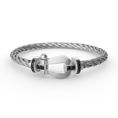 [vivabelle]FORCE LARGE HORSESHOE BLACK DIAMOND BRACELET SILVER