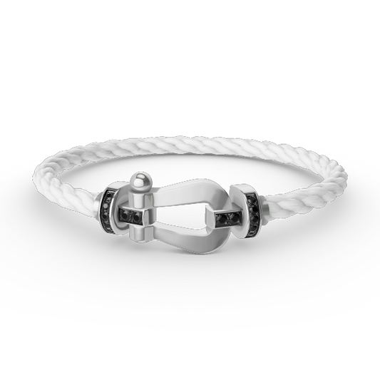 [vivabelle]FORCE LARGE HORSESHOE BLACK DIAMOND BRACELET SILVER