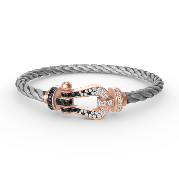[vivabelle]FORCE LARGE HORSESHOE BLACK WHITE DIAMOND BRACELET ROSE GOLD