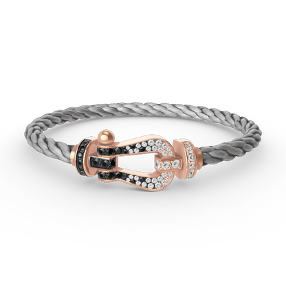 [vivabelle]FORCE LARGE HORSESHOE BLACK WHITE DIAMOND BRACELET ROSE GOLD