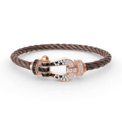 [vivabelle]FORCE LARGE HORSESHOE BLACK WHITE DIAMOND BRACELET ROSE GOLD