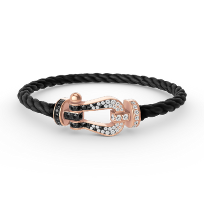 [vivabelle]FORCE LARGE HORSESHOE BLACK WHITE DIAMOND BRACELET ROSE GOLD