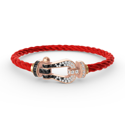 [vivabelle]FORCE LARGE HORSESHOE BLACK WHITE DIAMOND BRACELET ROSE GOLD