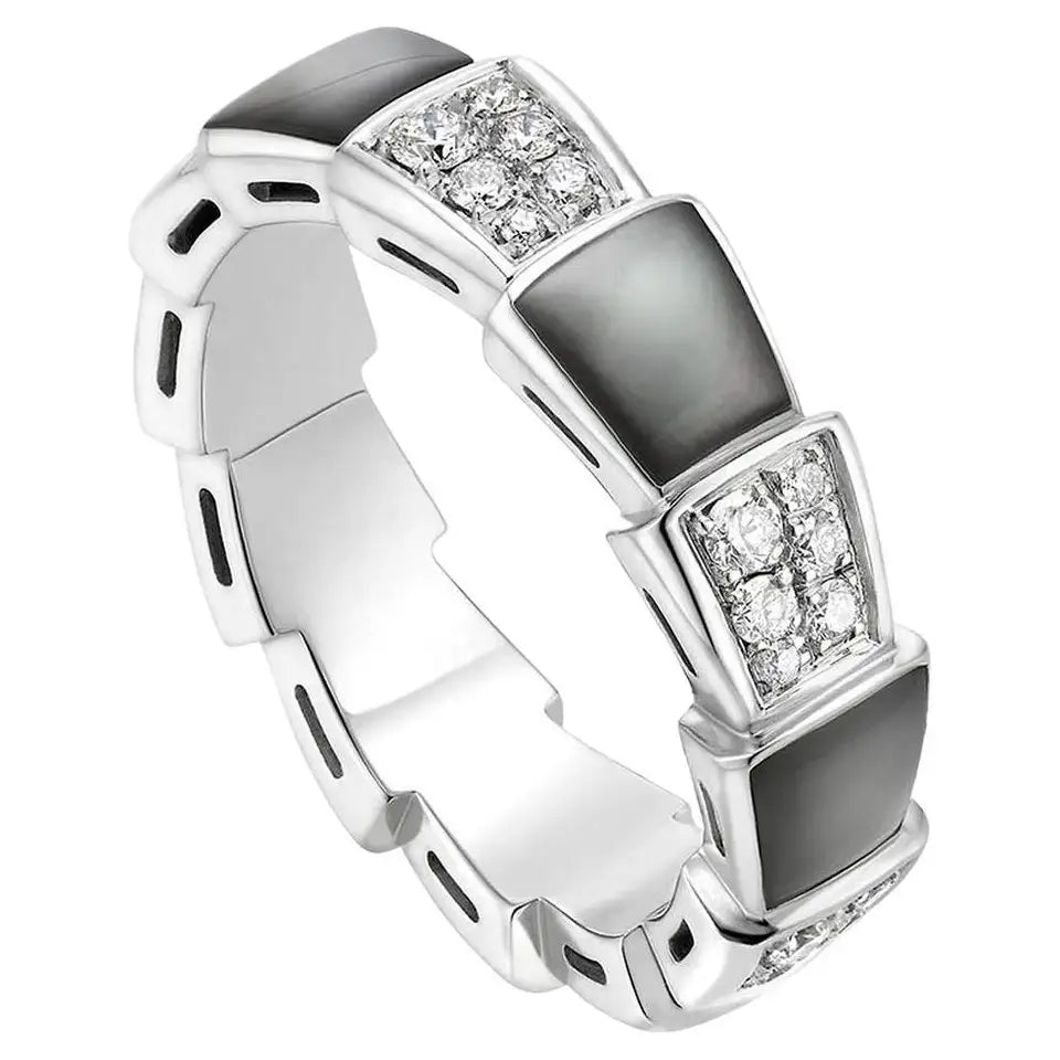 [vivabelle]SERPENTI RING SILVER DIAMOND BLACK MOP 4MM