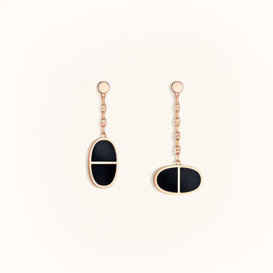[vivabelle]CHAINE VERSO BLACK CERAMIC EARRINGS
