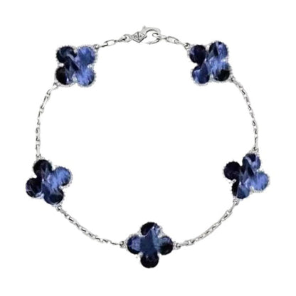 [vivabelle]CLOVER 5 MOTIF PIETERSITE SILVER BRACELET