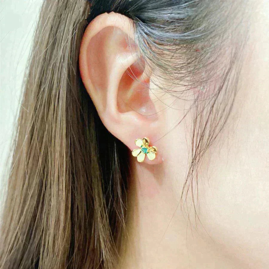 [vivabelle]FRIVOLE  FLOWER MALACHITE EARRINGS