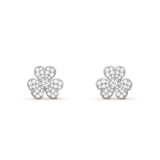 [vivabelle]FRIVOLE SILVER FLOWER DIAMOND EARRINGS
