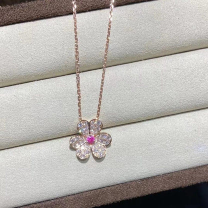 [vivabelle]FRIVOLE ROSE GOLD FLOWER DIAMOND NECKLACE