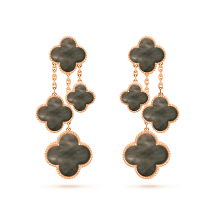 [vivabelle]CLOVER EARRINGS DARK MOP 4 MOTIFS ROSE GOLD