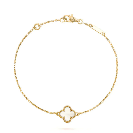 [vivabelle]CLOVER WHITE MOP SINGLE FLOWER BRACELET