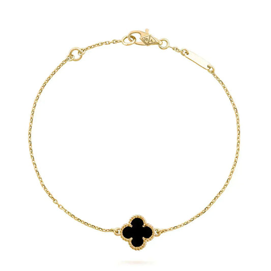 [vivabelle]CLOVER ONYX SINGLE FLOWER BRACELET