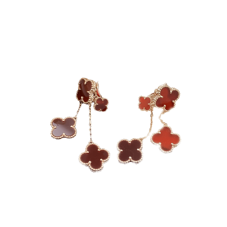 [vivabelle]CLOVER EARRINGS CARNELIAN 4 MOTIFS PINK GOLD