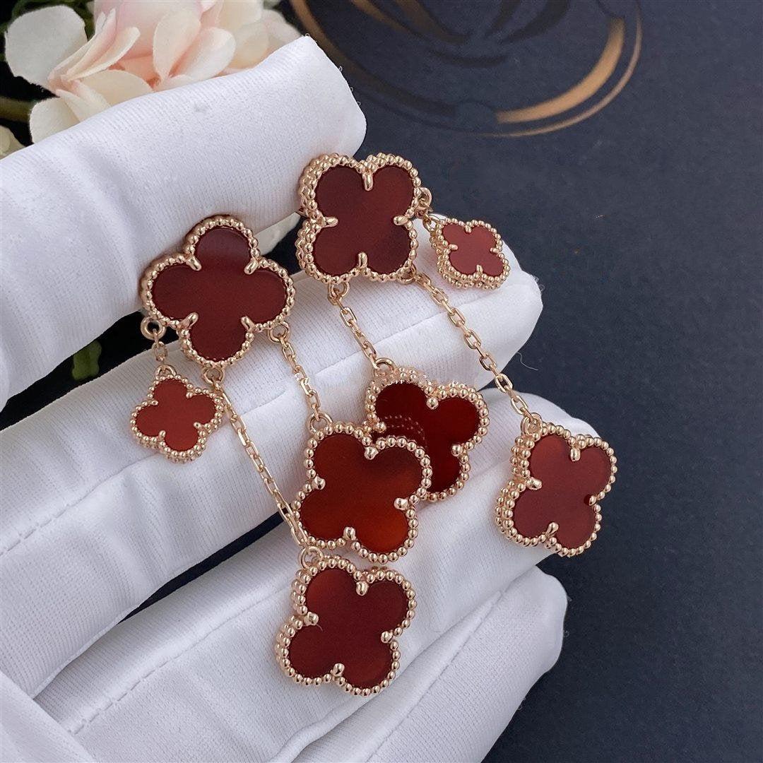 [vivabelle]CLOVER EARRINGS CARNELIAN 4 MOTIFS PINK GOLD
