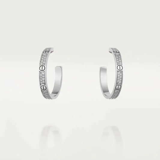 [vivabelle]LOVE DIAMOND SILVER HOOP EARRINGS
