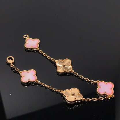 [vivabelle]CLOVER BRACELET 5 MOTIF PINK AND PINK GOLD