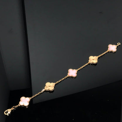 [vivabelle]CLOVER BRACELET 5 MOTIF PINK AND PINK GOLD