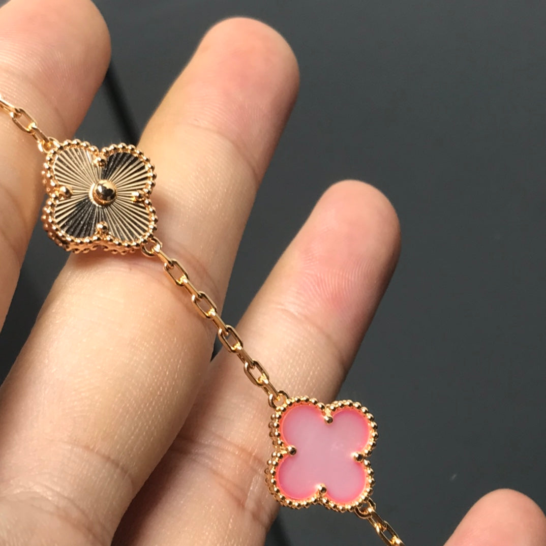[vivabelle]CLOVER BRACELET 5 MOTIF PINK AND PINK GOLD